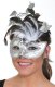 Silver Carnival Mask with feathers & leaves