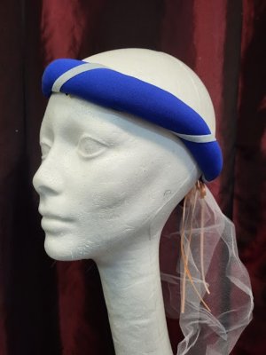 Blue Mediaeval Headpiece with Blue Ribbon