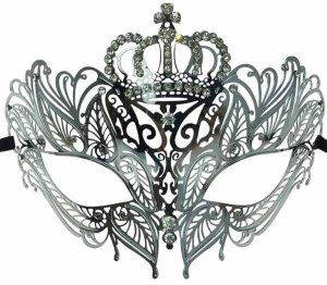 Metal Mask with Diamond Laser Cut | Silver