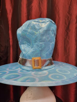 Blue Iridescent Wide Brimmed Top Hat