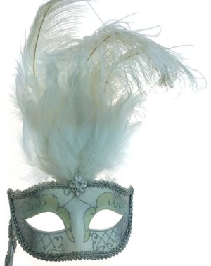 Venetian Feather Mask | White and Silver