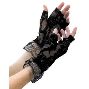 Steampunk Ruffle Lace Gloves | Black