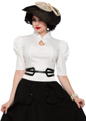 1940\'s White Gathered Blouse