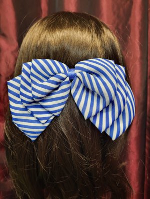 Striped Bow Hair Clip | Blue