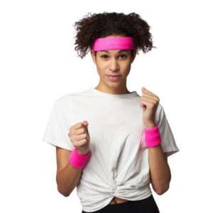 80s Sweatband Set |Neon Pink