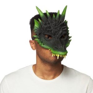 Supersoft Two Toned Fantasy Dragon Mask | Green and Black