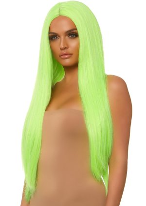 Long Straight Center Part | Neon Green