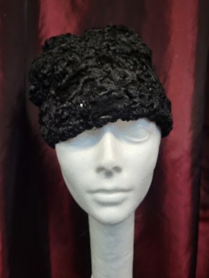 Black Fur Pillbox Hat