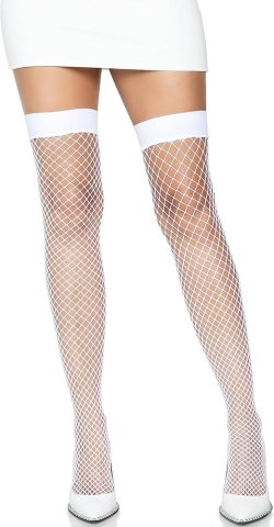 Spandex Net Thigh Highs | White