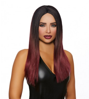 Long Straight Ombré Wig Black/Burgundy