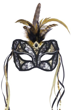 Lace Black and Gold Masquerade Mask