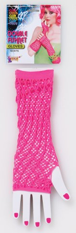 Long Fishnet Gloves | Neon Pink