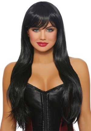 Long Straight Layered Wig Black