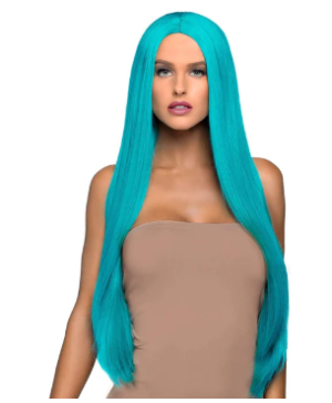 Long Straight centre part Wig | Turquoise