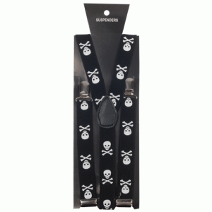 Suspenders Black with Skulls