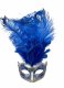 Venetian Feather Mask | Blue and Silver
