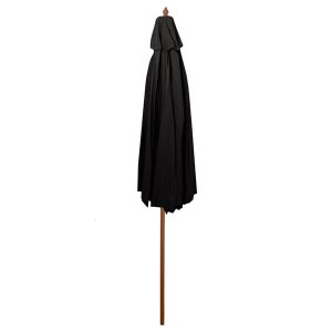 Black Deluxe Satin Ruffle Parasol