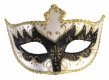 White Eye Mask with Black and Gold Glitter