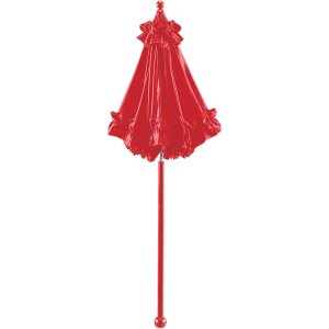 Red Deluxe Satin Ruffle Parasol