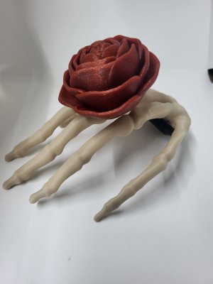 Skeleton Hand Rose Clip | Red