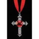 Cross with Large Red Gem Neclace