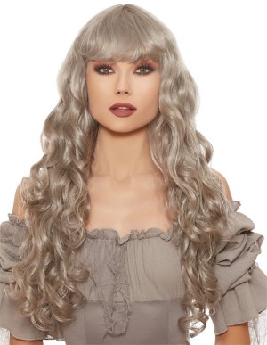 Long Curly Wig Grey