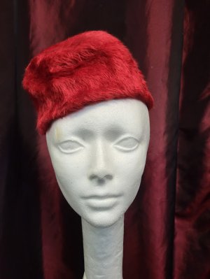 Red Fur Pillbox Hat