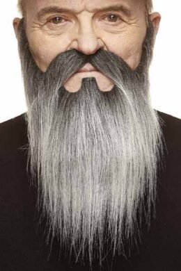 Classic Full Beard with Moustache | Black and Grey