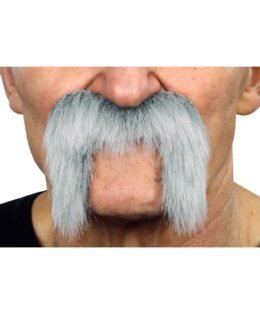 Biker Moustache White/Grey
