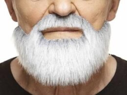 Short Beard Moustache Set | White and Grey