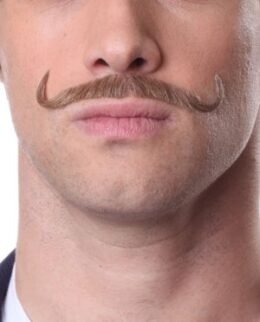 Natural Handlebar Moustache | Grey