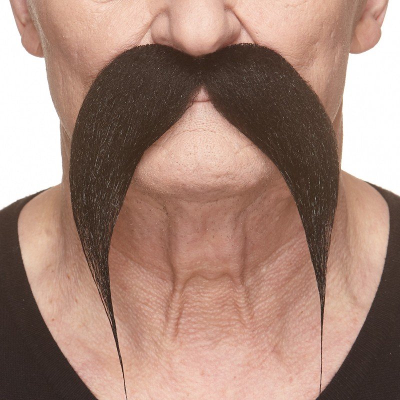 Long Bushy Moustache | Black