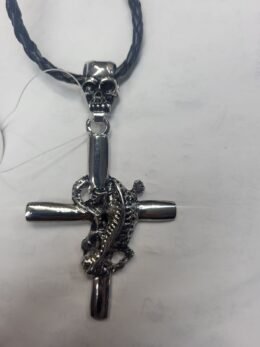 Lizard Skull Cross Necklace