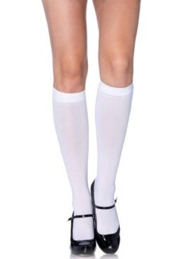Nylon Opaque Knee Highs White