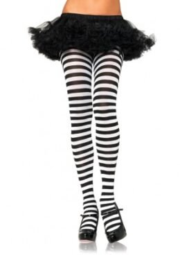Nylon Striped Tights | Black & White