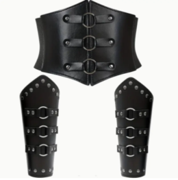 Medieval Cincher and Wrist Guard Set | Black