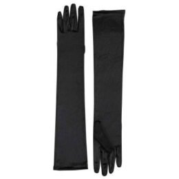 Long Satin Gloves Black