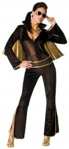 Elvis Black Jumpsuit Adult Ladies  Medium