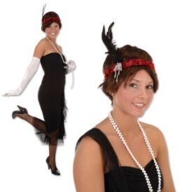 Flapper Headband  Red and Black