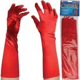 Long Satin Gloves | Red