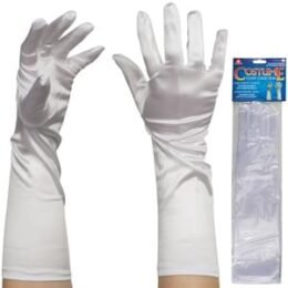 Long Satin Gloves | White
