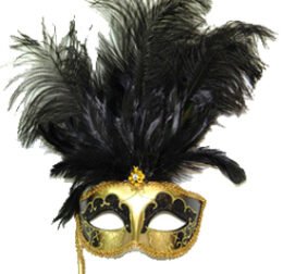 Venetian Feather Mask | Black and Gold