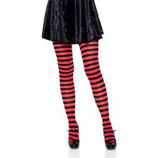 Nylon Striped Tights | Red and Black