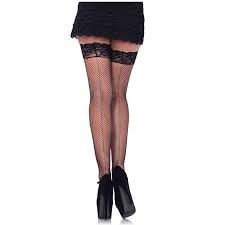 Fishnet Lace Top Thigh Highs | Black