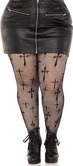 Worship Me Cross Net Tights | Plus