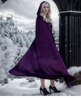 Long Velvet Cloak | Midnight Purple
