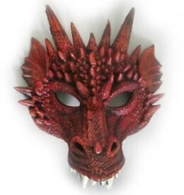 Supersoft Two Toned Fantasy Dragon Mask | Red and Black