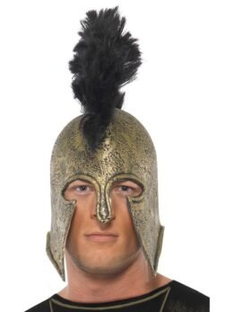Latex Roman Gladiator Helmet  Silver and Black