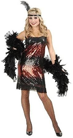Sequin Flapper Red and Black  XSmall