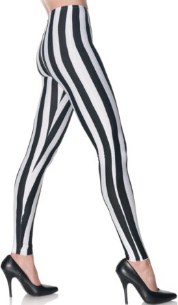 Black and White Striped Leggings | Small/Medium